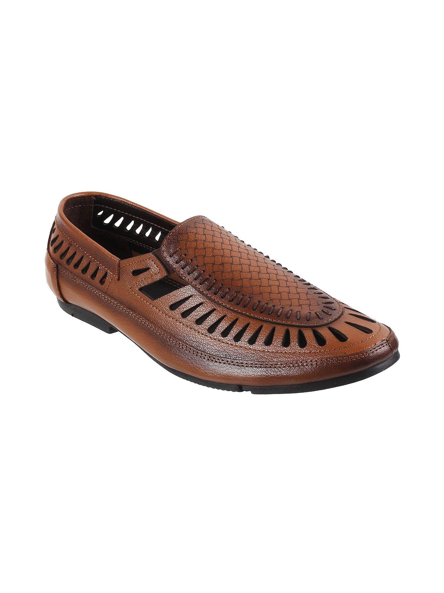 men leather tan sandals