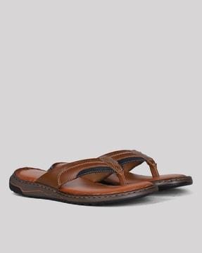 men leather thong-strap flip-flops