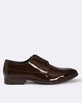 men leather toe-cap oxfords