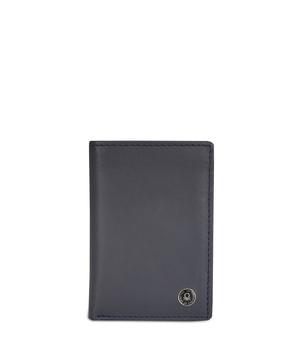 men leather tri-fold wallet with logo applique