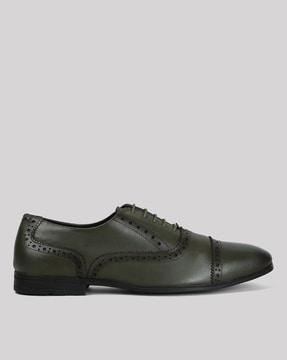 men leather wing-tip oxford shoes