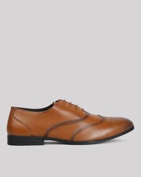 men leather wing-tip oxford shoes