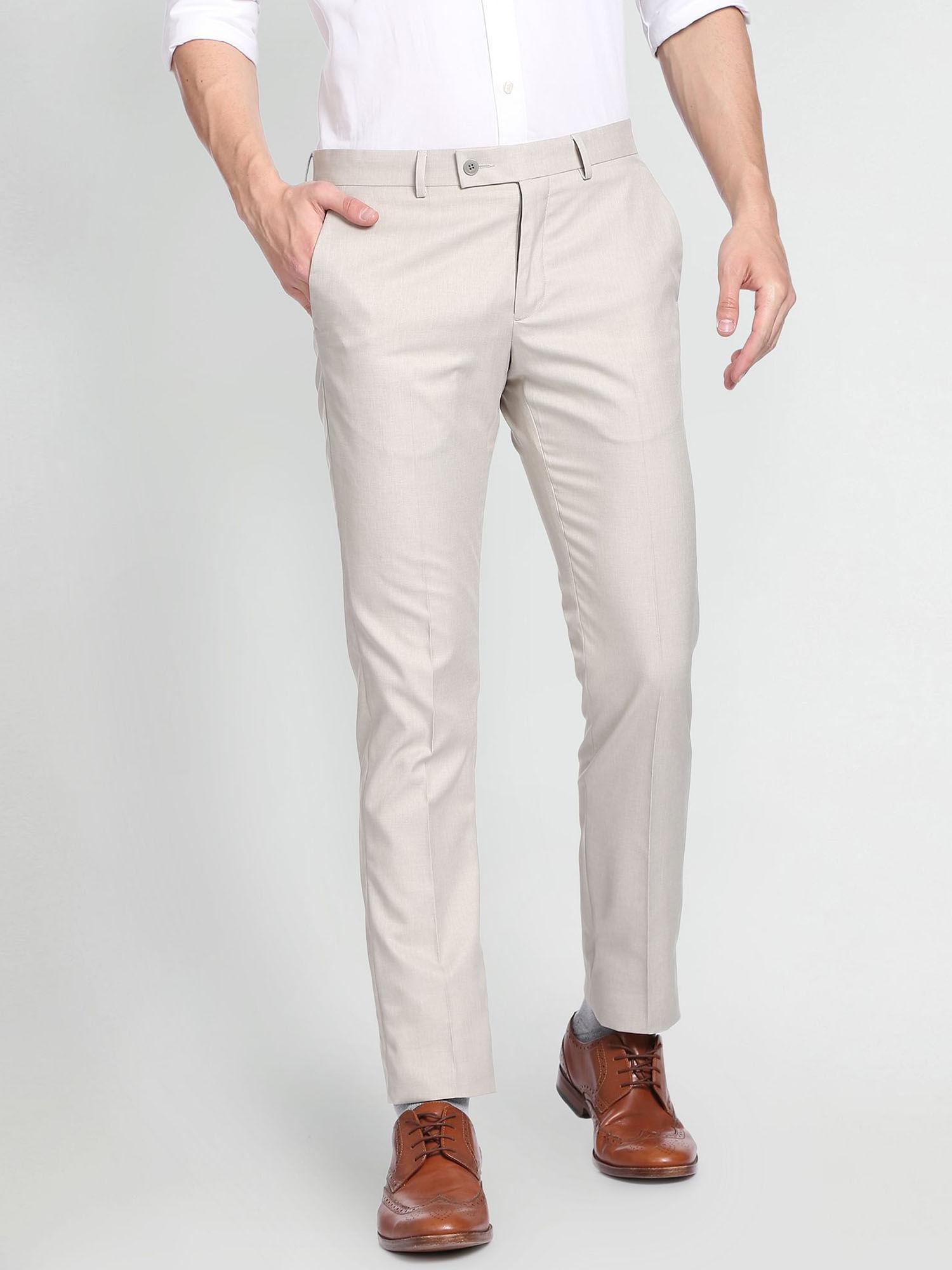 men light beige hudson tailored fit formal trouser