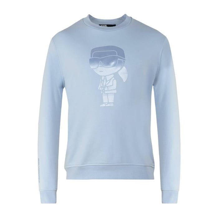 men light blue big shiny karl doll sweatshirt