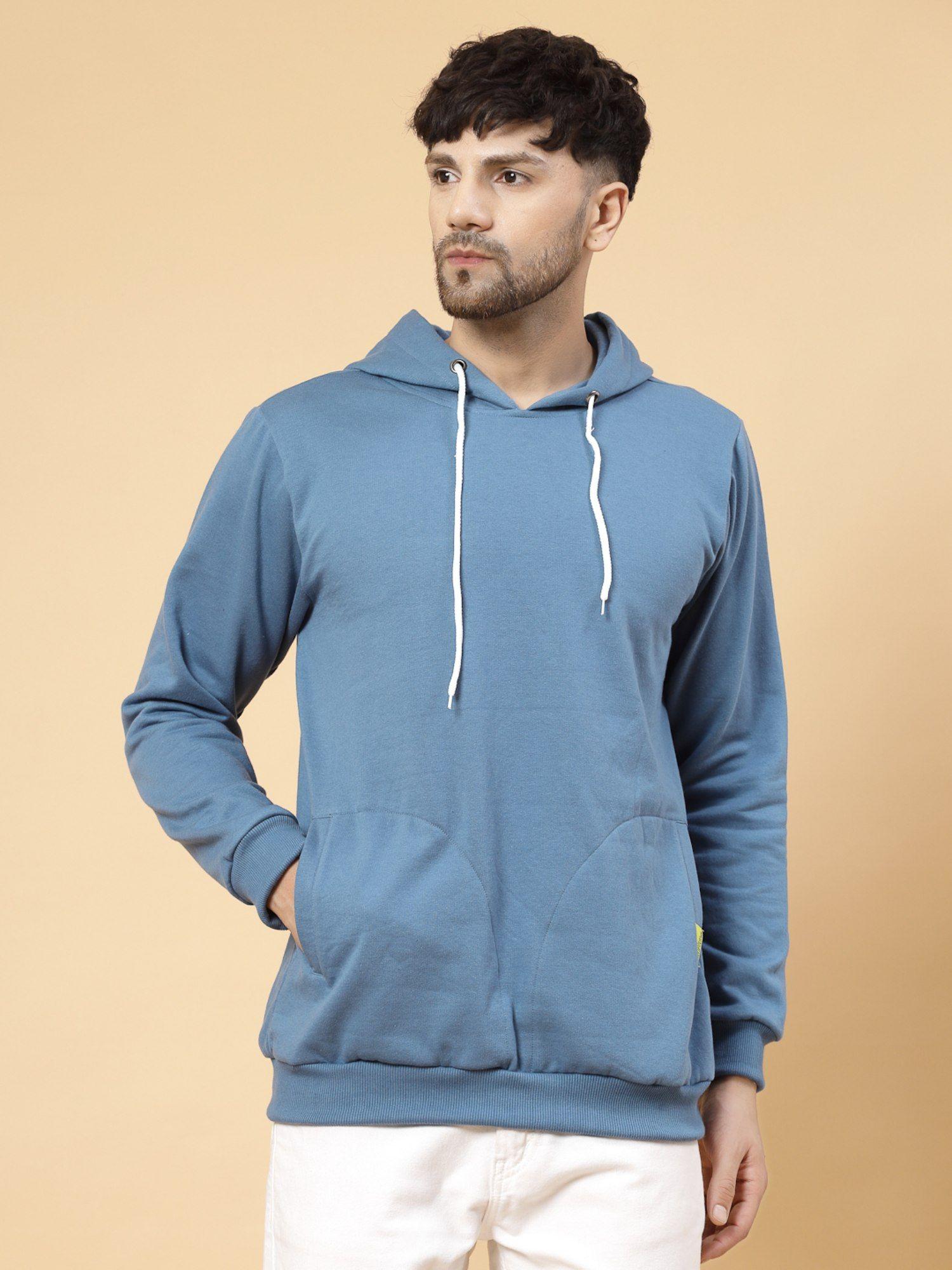 men light blue fleece oversized sweatshirt