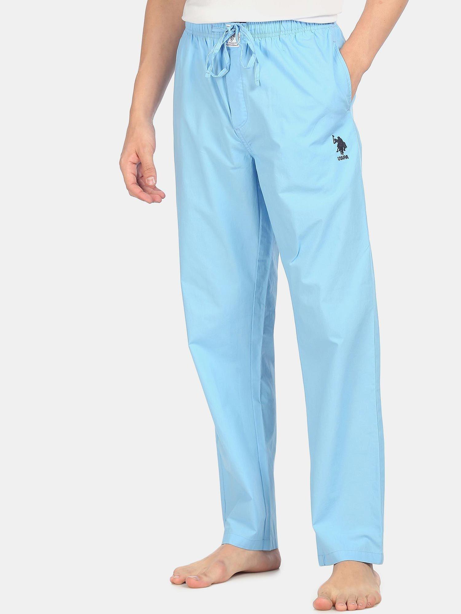 men light blue i690 comfort fit solid cotton lounge pants blue