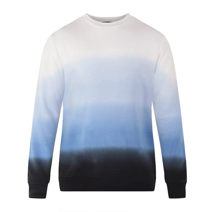 men light blue ombre chest branding sweatshirt