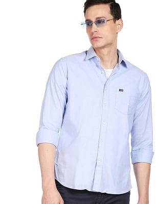 men light blue oxford weave manhattan slim fit casual shirt