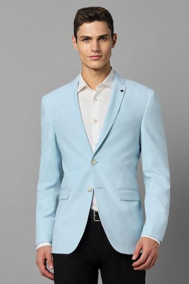 men light blue slim fit solid formal blazer