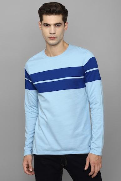 men light blue stripe crew neck t-shirt