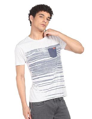 men light grey horizontal stripe heathered t-shirt