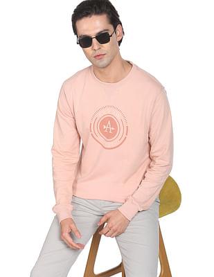 men light pink graphic print crew neck sweatshirt