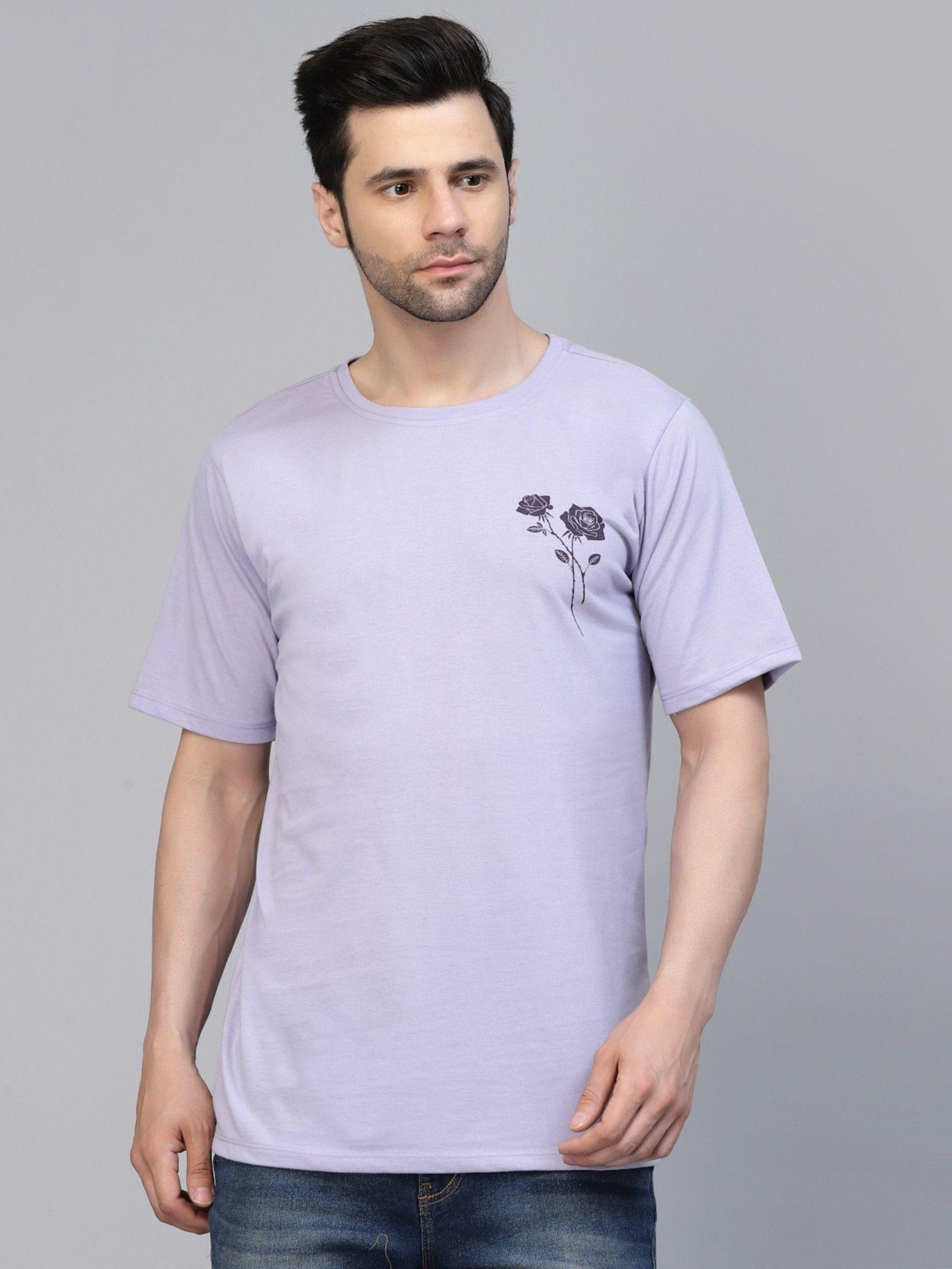 men light purple oversized printed t-shirt