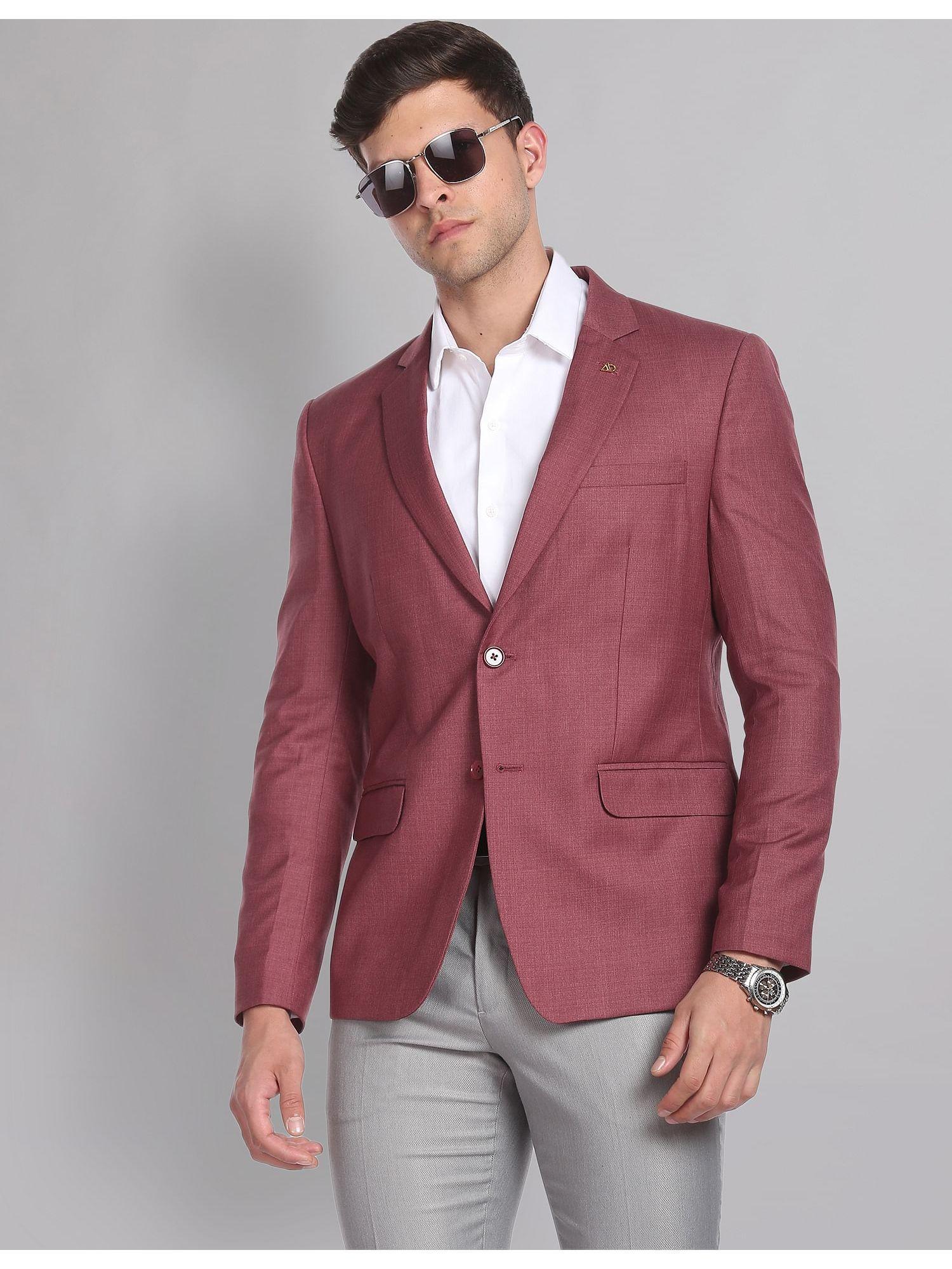 men light red heathered tailored fit formal blazer