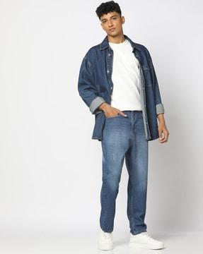 men light-wash relaxed fit jeans