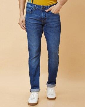 men light-wash slim fit jeans