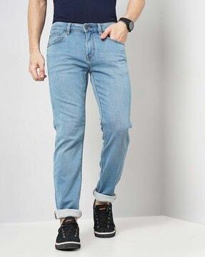 men light-wash straight jeans