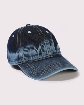 men lightly washed denim cotton baseball cap