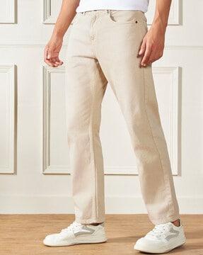 men lightly washed relaxed fit jeans