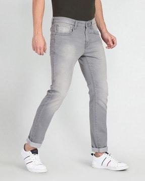 men lightly washed skinny fit jeans