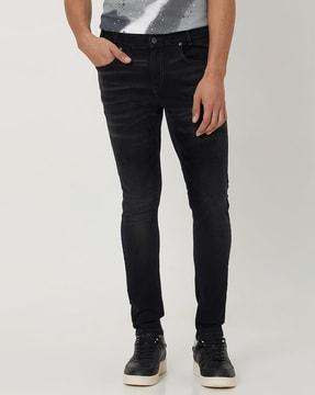 men lightly washed skinny fit jeans