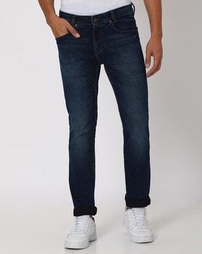 men lightly washed skinny fit jeans