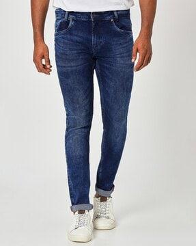 men lightly washed skinny fit jeans