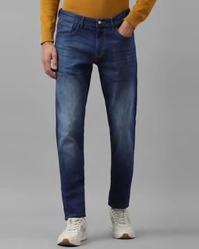 men lightly washed slim fit jeans