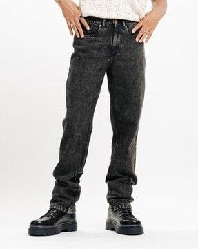 men lightly washed slim fit jeans