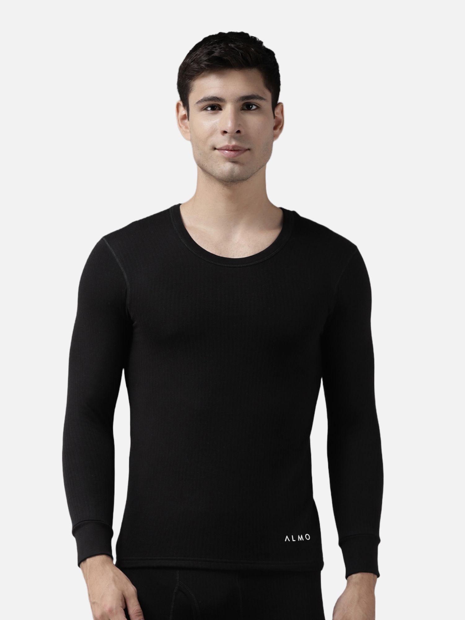 men lightweight, anti-pilling, heat retention thermal top black