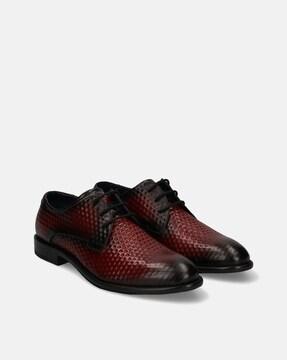 men livorno flex evo red & black leather formal derby shoes
