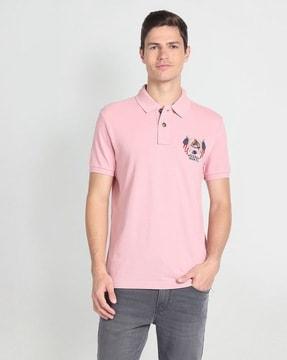 men logo embroidered extra slim fit polo t-shirt