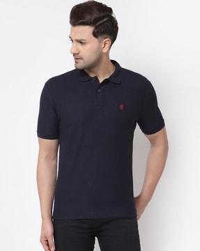 men logo embroidered regular fit polo t-shirt