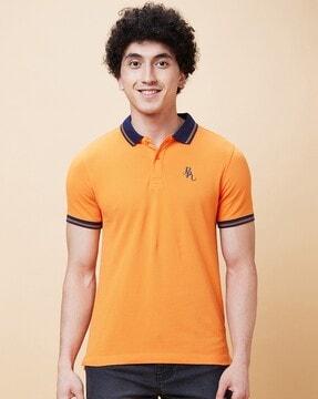 men logo embroidered regular fit polo t-shirt