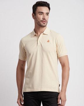 men logo embroidered regular fit polo t-shirt