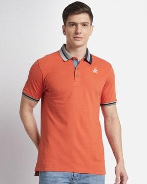 men logo embroidered regular fit polo t-shirt