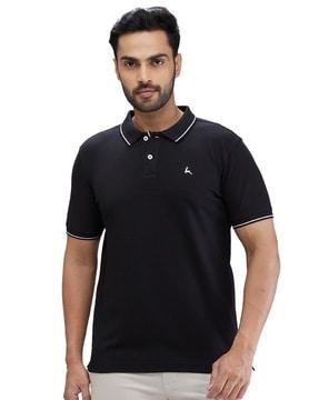 men logo embroidered regular fit polo t-shirt