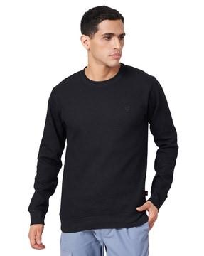 men logo embroidered regular fit round-neck sweatshirt