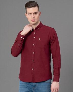 men logo embroidered regular fit shirt