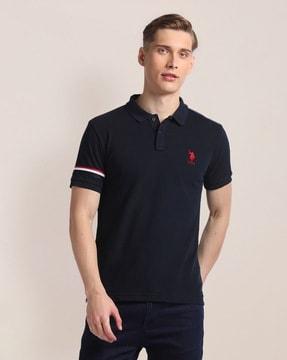 men logo embroidered slim fit polo t-shirt