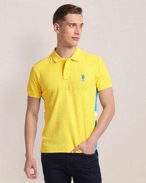 men logo embroidered slim fit polo t-shirt