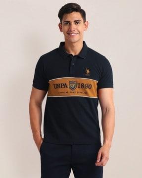 men logo embroidered slim fit polo t-shirt