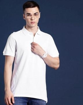 men logo embroidered slim fit polo t-shirt