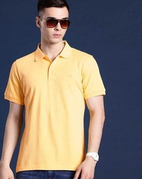 men logo embroidered slim fit polo t-shirt