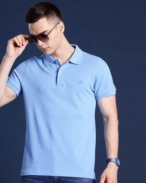 men logo embroidered slim fit polo t-shirt