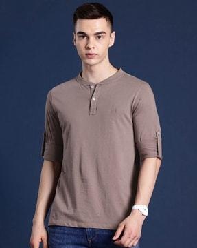 men logo embroidered slim fit t-shirt