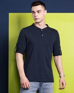 men logo embroidered slim fit t-shirt