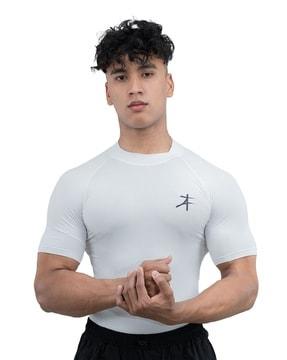 men logo print compression fit crew-neck t-shirt