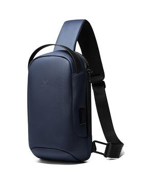 men logo print crossbody bag with adjustable strap