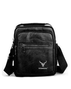 men logo print crossbody bag with adjustable strap